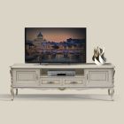 Luksus tv-skab i hvidt og sølv træ lavet i Italien - Cheverny Viadurini