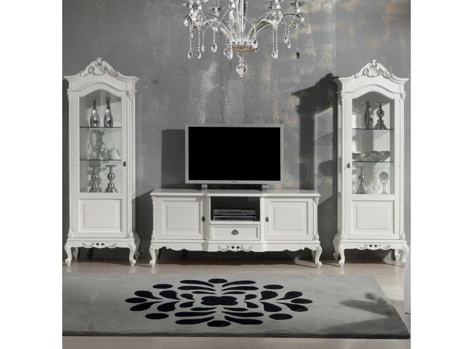Bassano Wood TV Stand med Made in Italy dekoration - Moloch Viadurini