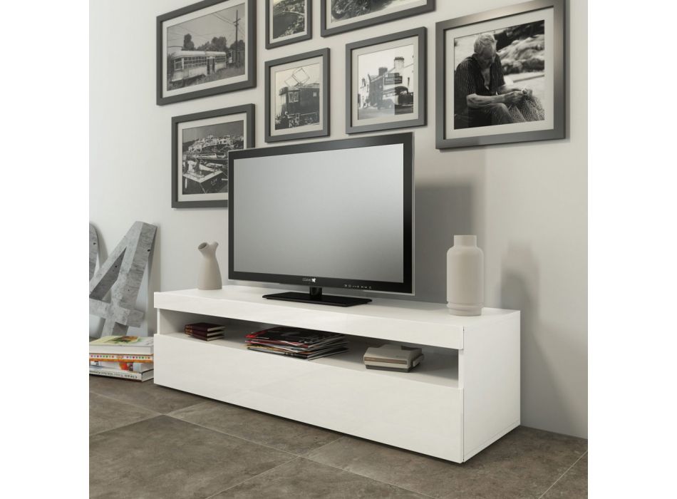 TV-skab i hvidt træ eller skifer til stue 2 størrelser - Laurent Viadurini