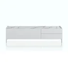 Tv-stander i træ med 1 låge og 2 skuffer - Tantalo Viadurini