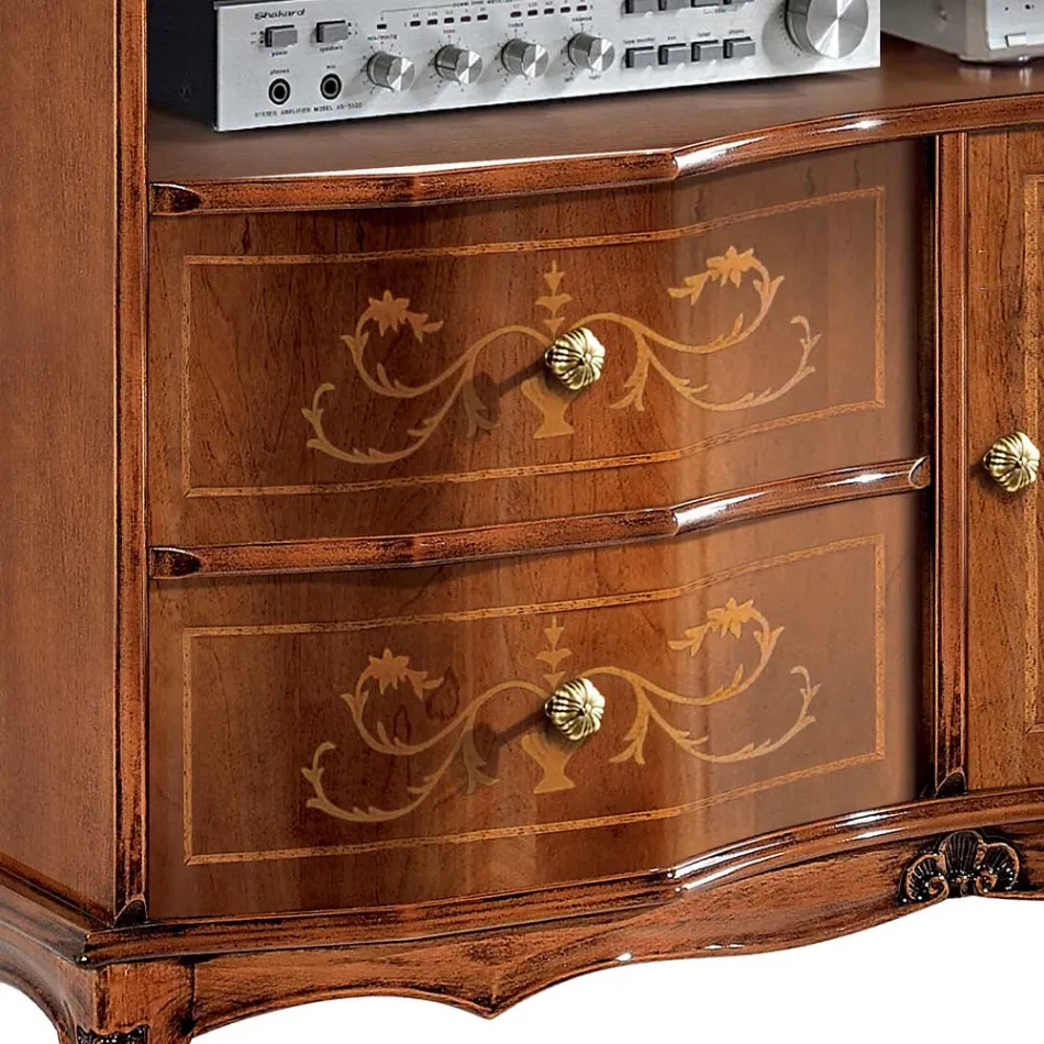 Klassisk stil Walnut tv-stativ lavet i Italien - Elegant Viadurini