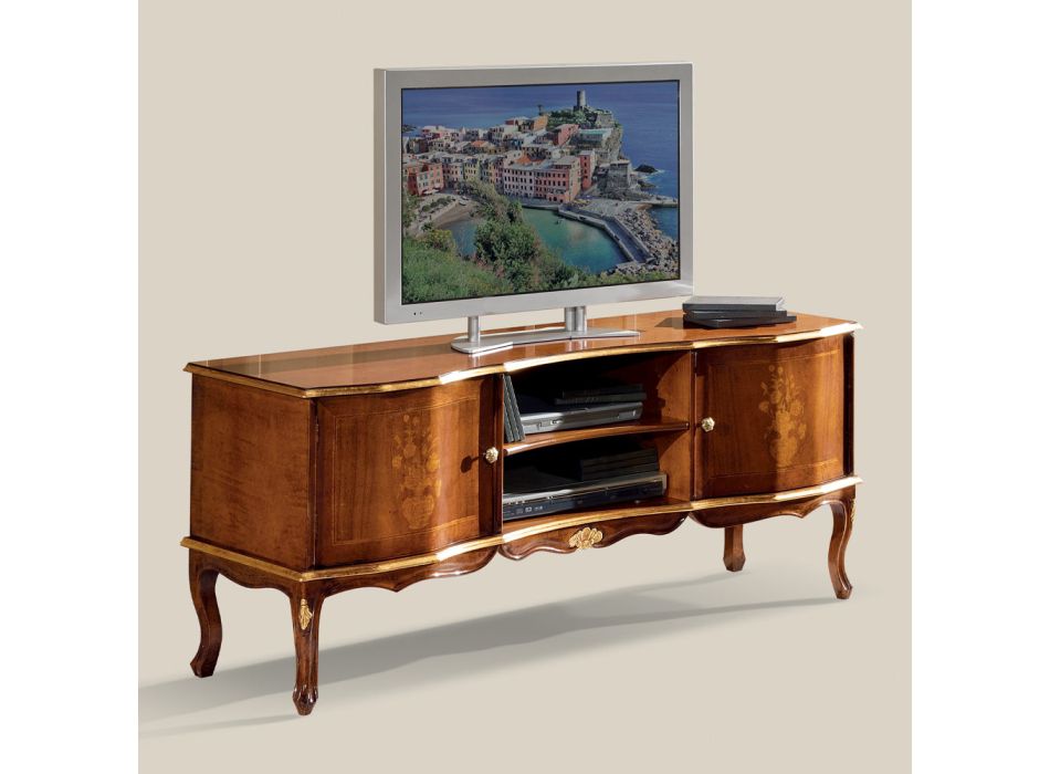 Klassisk stil valnød tv-stativ lavet i Italien - Prince Viadurini
