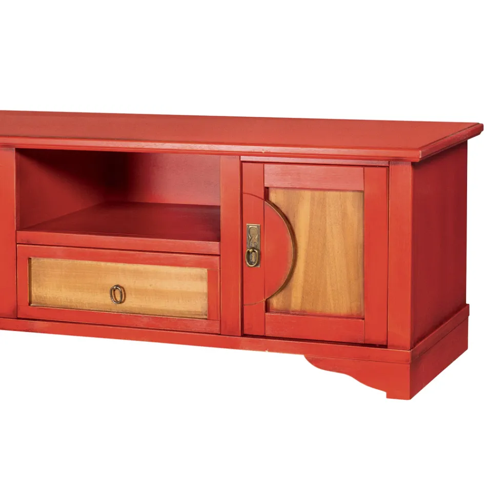 Tv-stativ i fineret træ med forskellige finisher lavet i Italien - Purusha Viadurini