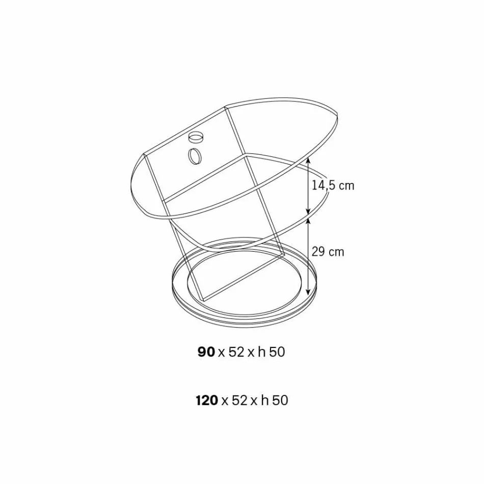 Tv-skab af glas med roterende bund og 2 dimensioner hylde - Salemme Viadurini