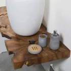 Ophængt badeværelsesskab i massivt teaktræ - skov Viadurini