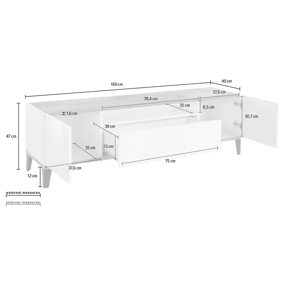 Mobil-tv i melamin 2 rum og 1 skuffe Lavet i Italien - Florentino Viadurini