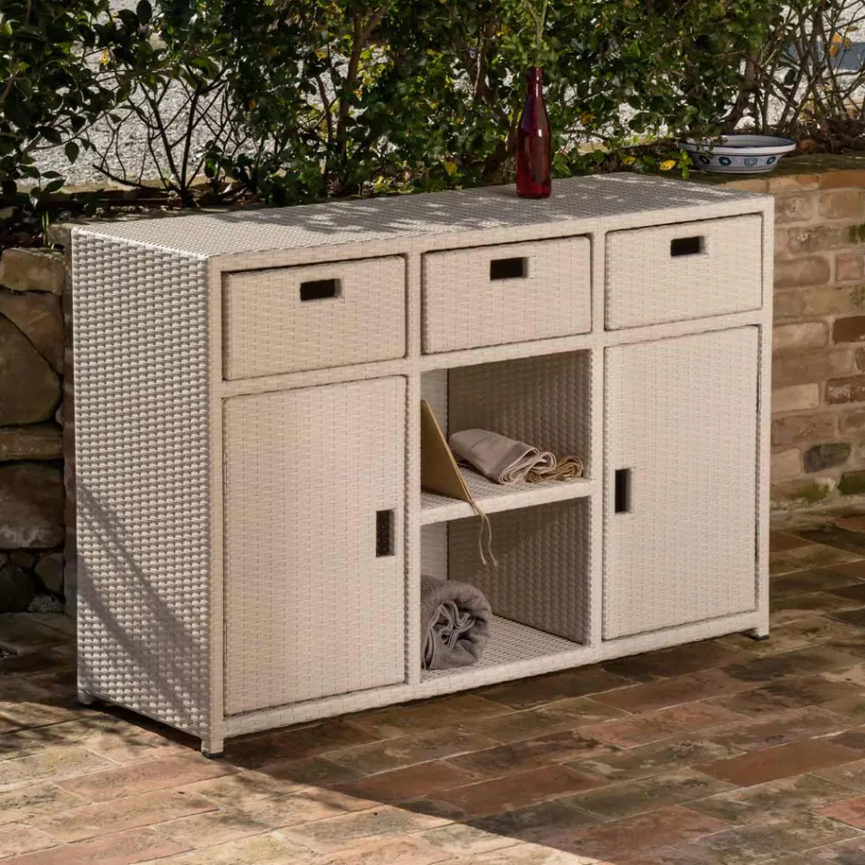 Haveskab i håndvævet polyrattan - Zoltan Viadurini