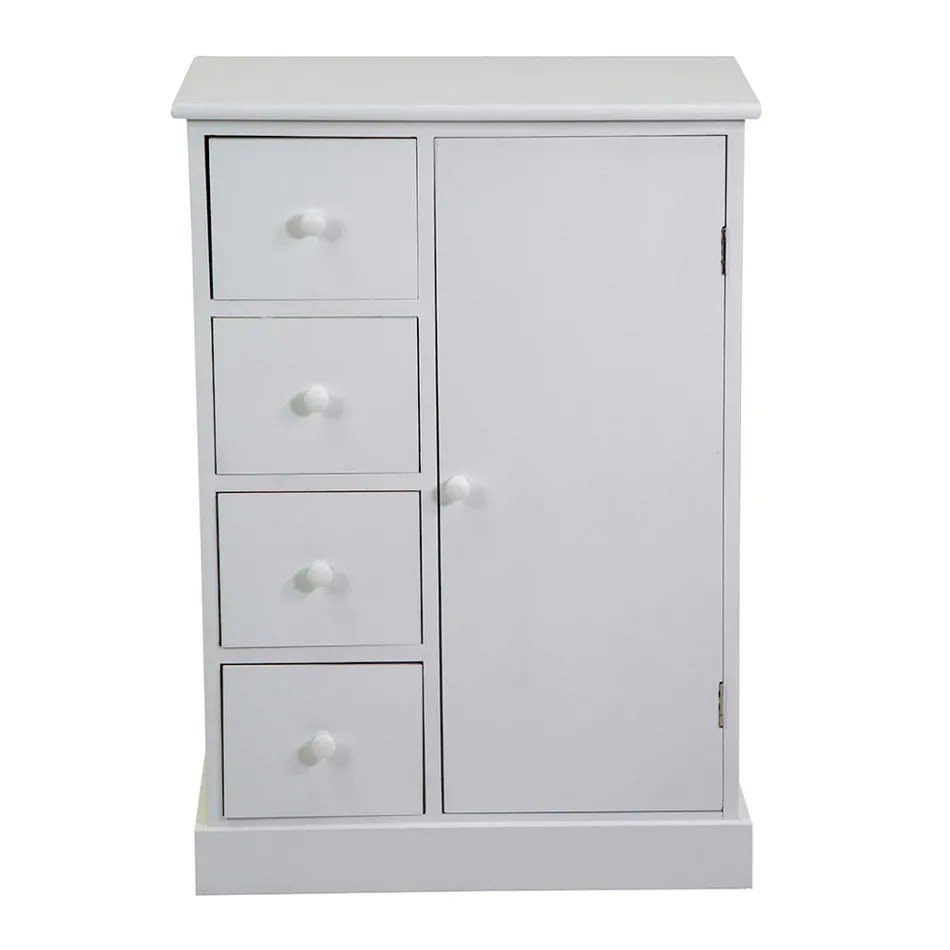 Indendørs skab af træ med 1 dør og 4 skuffer - Meduse Viadurini