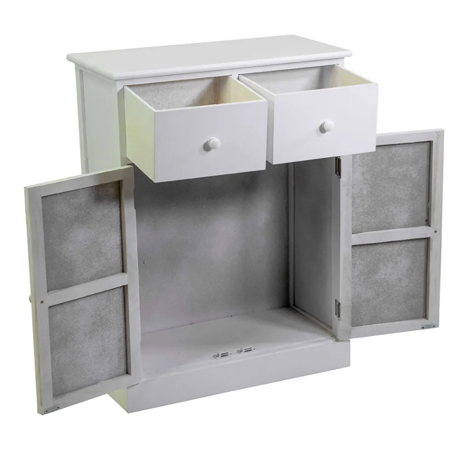 Indendørs skab af træ med 2 døre og 2 skuffer - Meduse Viadurini