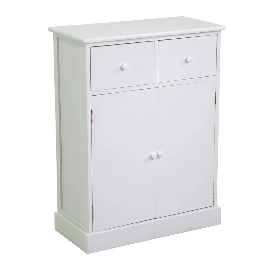 Indendørs skab af træ med 2 døre og 2 skuffer - Meduse Viadurini