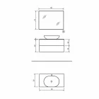 Hængende badeværelsesmøbler Base 2 skuffer, håndvask og spejl, dyrebar - Renga Viadurini