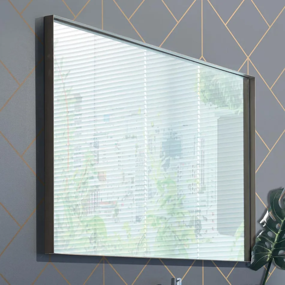 Hængende badeværelsesmøbler i træ, metal og keramik W96 cm, ædle - Renga Viadurini