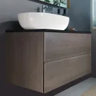 Hængende badeværelsesmøbler i træ, metal og keramik W96 cm, ædle - Renga Viadurini