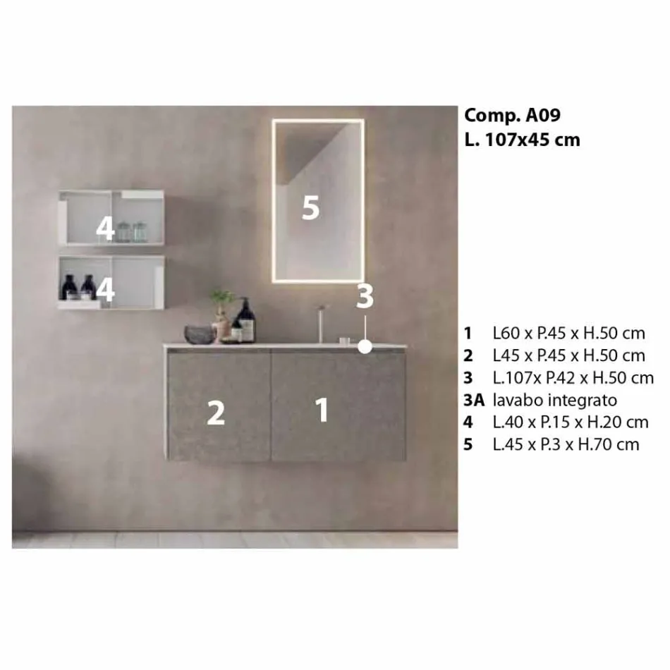 Hængende designmøbler, moderne badeværelseskomposition - Callisi9 Viadurini