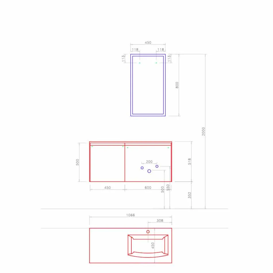 Hængende designmøbler, moderne badeværelseskomposition - Callisi9 Viadurini