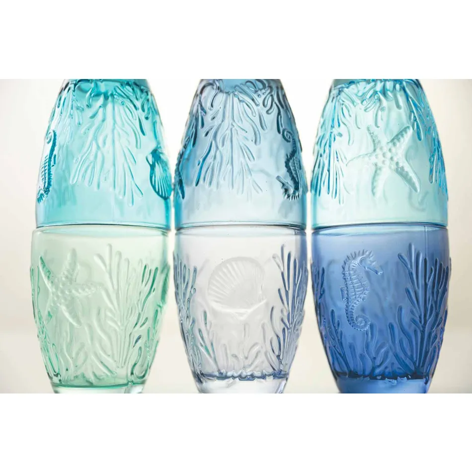 Moderne blåfarvede briller 6 stk vand Service - Mazara Viadurini