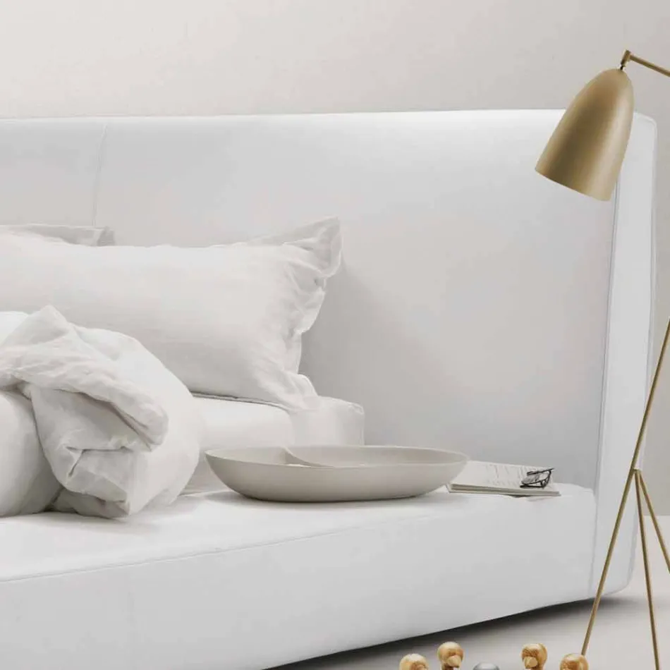 Min Home Long Island polstret læder dobbeltseng lavet i Italien Viadurini