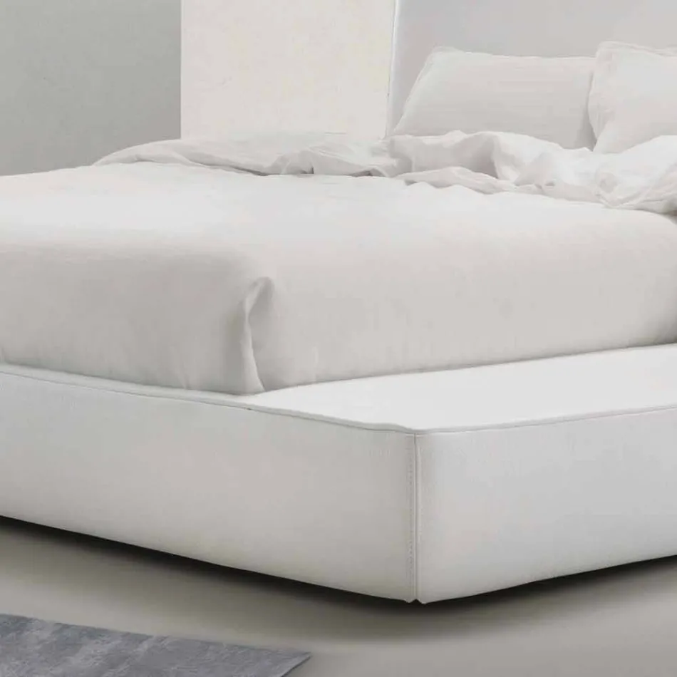 Min Home Long Island polstret læder dobbeltseng lavet i Italien Viadurini