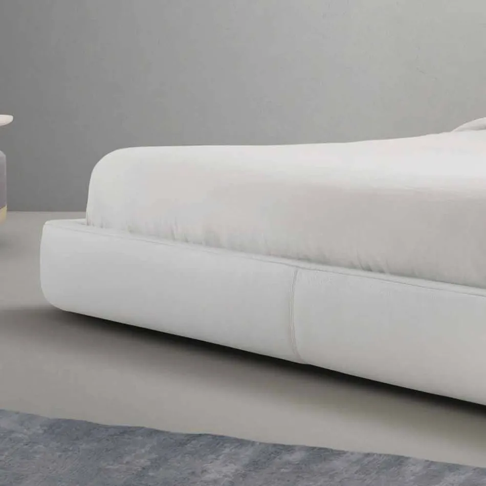 Min Home Long Island polstret læder dobbeltseng lavet i Italien Viadurini