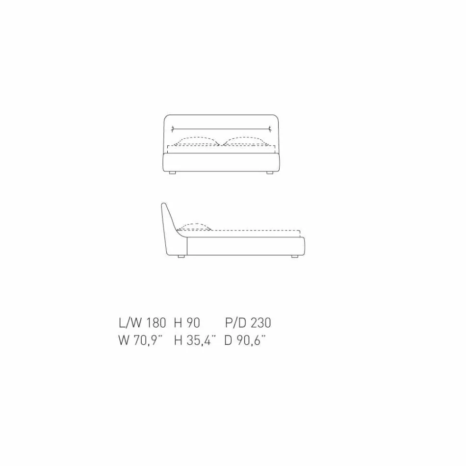 Min Home Sleepway polstrede dobbeltseng 180x90cm lavet i Italien Viadurini