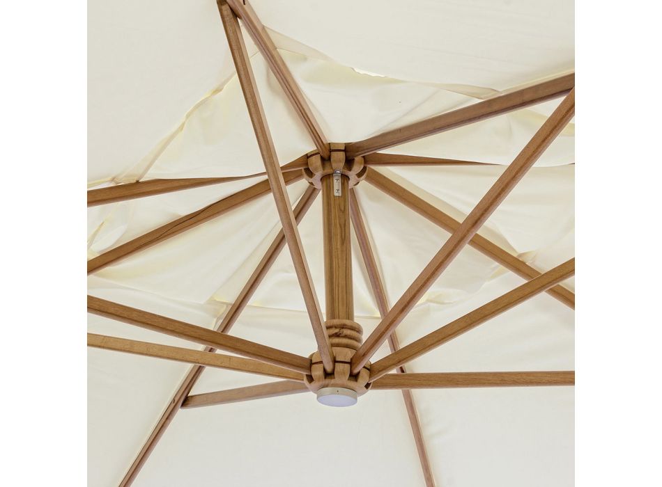 Udendørs paraply i træ og Ecru Polyester 3x4, Homemotion - Passmore Viadurini