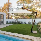 Udendørs paraply i træ og Ecru Polyester 3x4, Homemotion - Passmore Viadurini