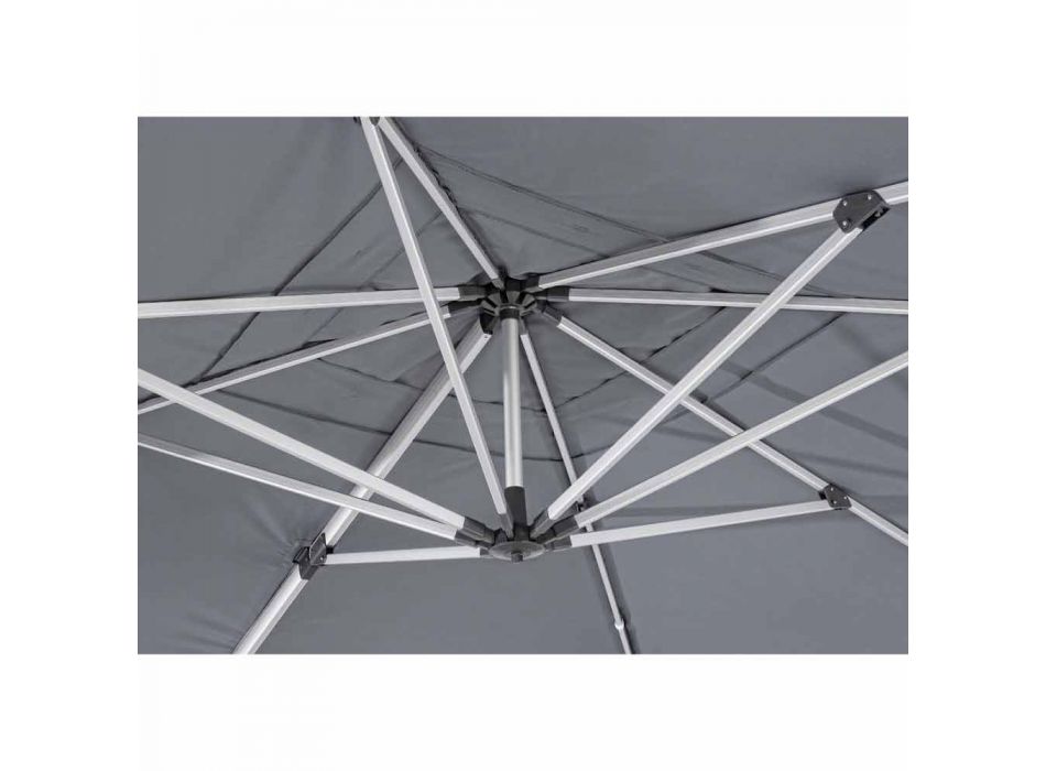 4x4 haveparaply med mørkegrå klud og anodiseret struktur - Daniel