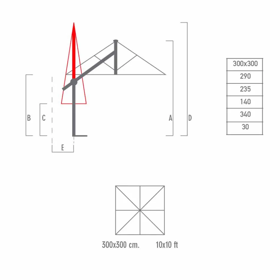 Haveparaply i hvid eller antracit aluminium 300x300 cm - Lapillo Viadurini