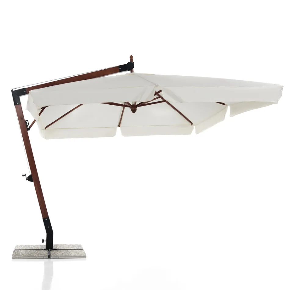 Massivt træ paraply med PVC-belagt polyester baldakin - Devoir Viadurini