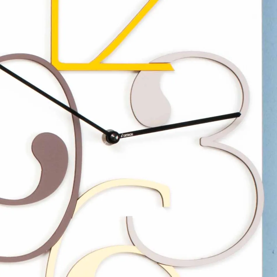 Vægur farvet og hvidt træ rektangulært moderne design - matematik Viadurini