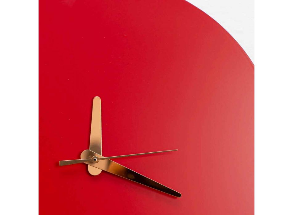 Rød vægur med italiensk rund og moderne design i træ - Callisto Viadurini