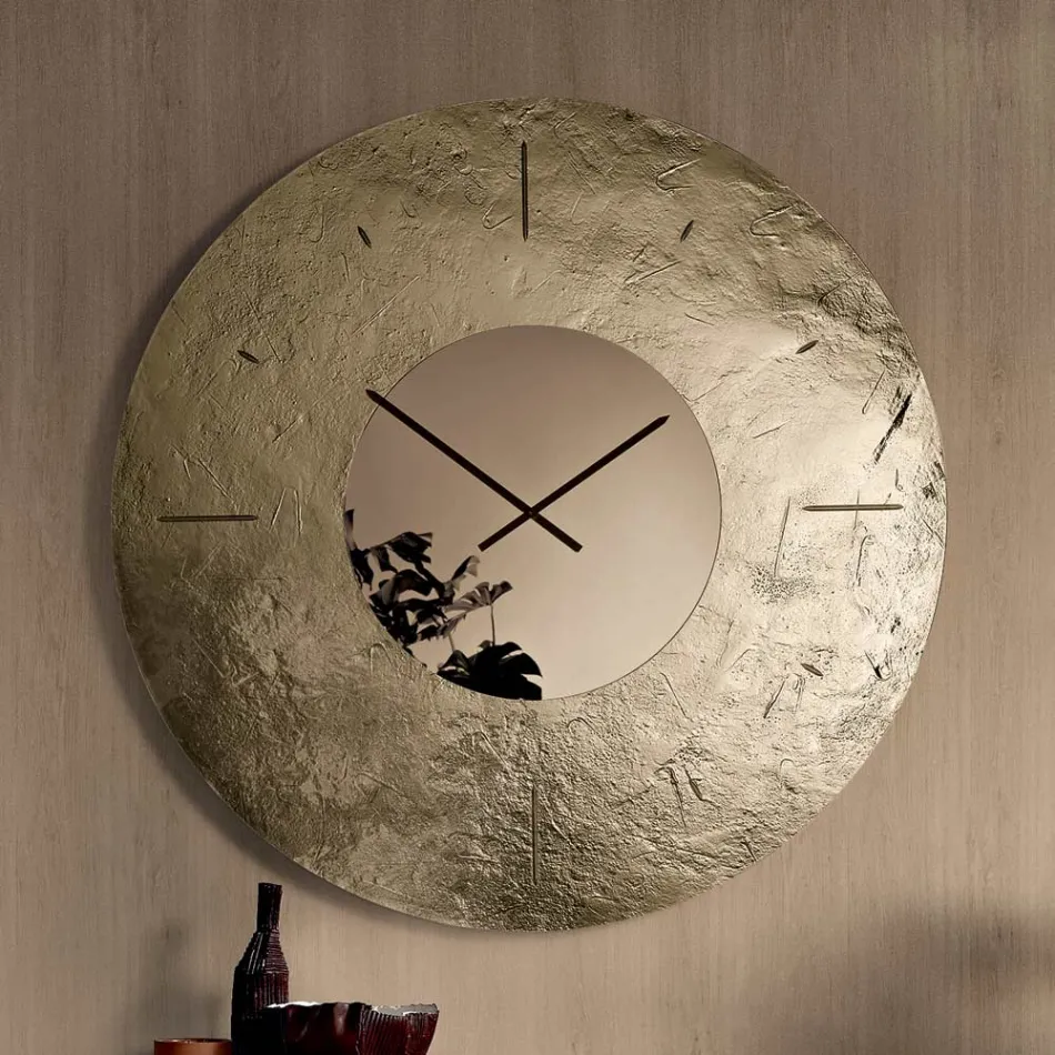 Cinzia - Hamret Bagside-Forsølvet Smeltet Glas Vægur Fremstillet i Italien Viadurini