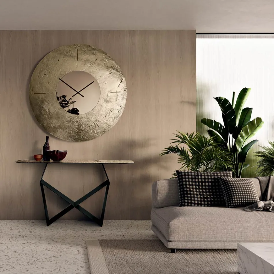 Cinzia - Hamret Bagside-Forsølvet Smeltet Glas Vægur Fremstillet i Italien Viadurini