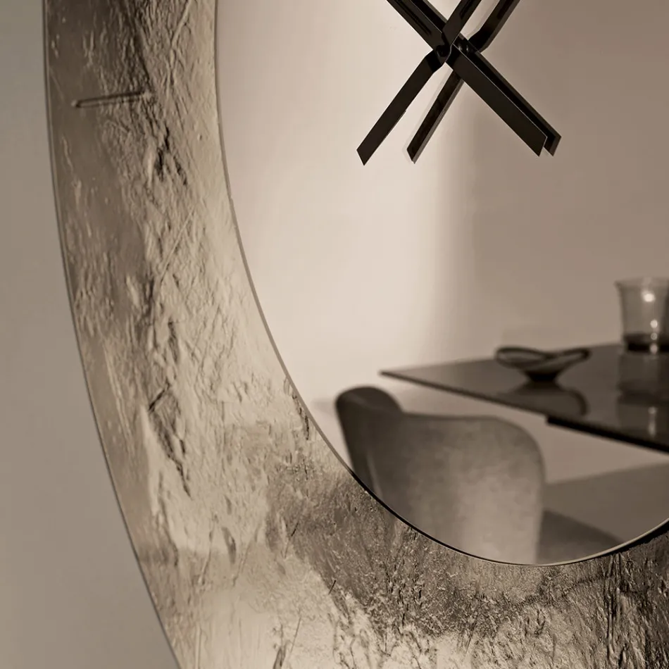 Cinzia - Hamret Bagside-Forsølvet Smeltet Glas Vægur Fremstillet i Italien Viadurini