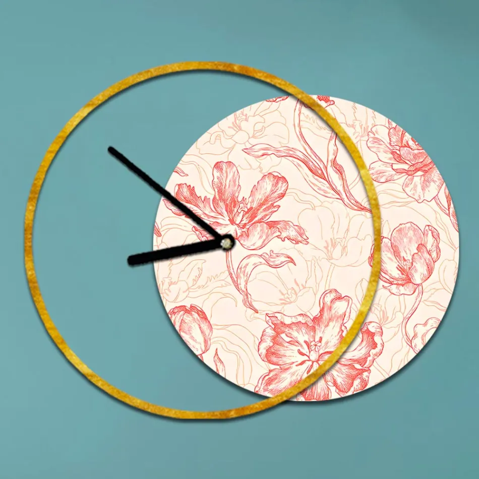 Ur med træ og trykt panel lavet i Italien - Malawi Viadurini