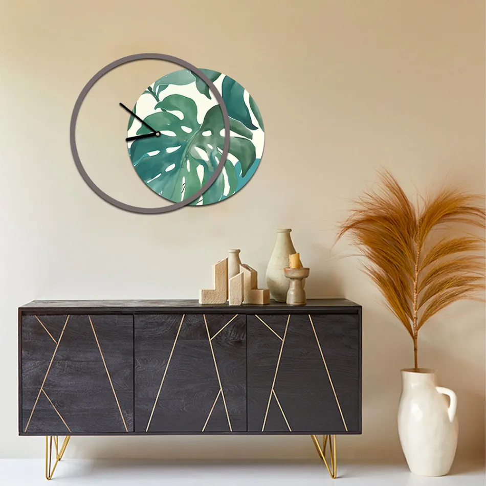 Ur med træ og trykt panel lavet i Italien - Malawi Viadurini