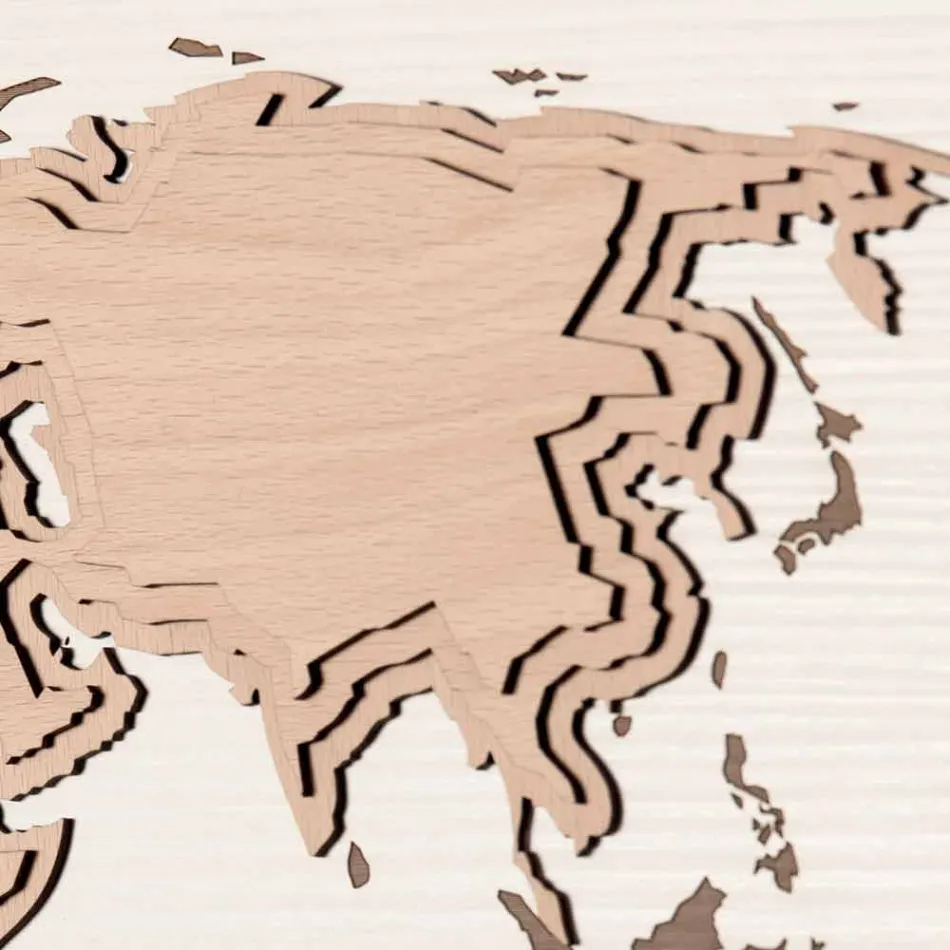 Vægur af træ med Planisphere Design Stueindretning - Mappo Viadurini