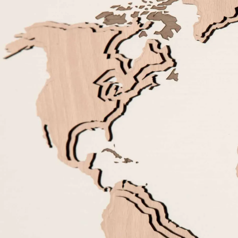 Vægur af træ med Planisphere Design Stueindretning - Mappo Viadurini