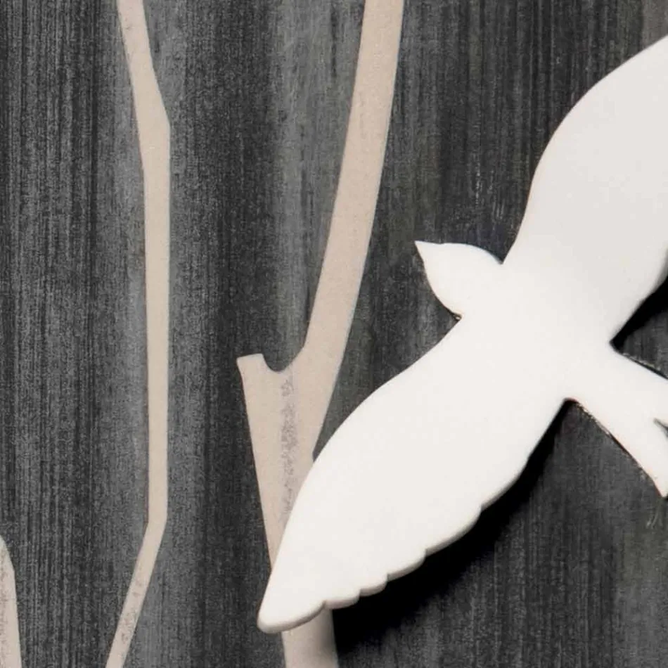 Vægur af træ med tredimensionelle designdekorationer - Forrest Viadurini