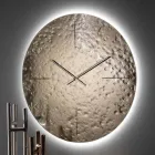 Bølget vægur i smeltet glas med messingvisere - Radia Viadurini