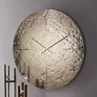 Bølget vægur i smeltet glas med messingvisere - Radia Viadurini