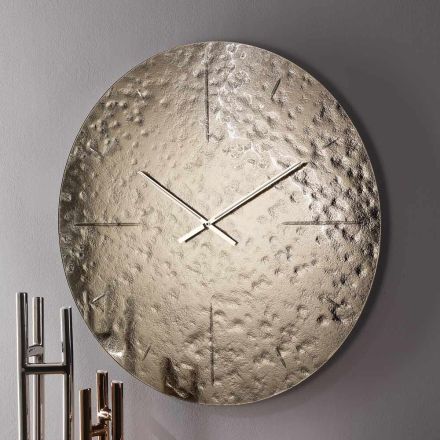 Bølget vægur i smeltet glas med messingvisere - Radia Viadurini