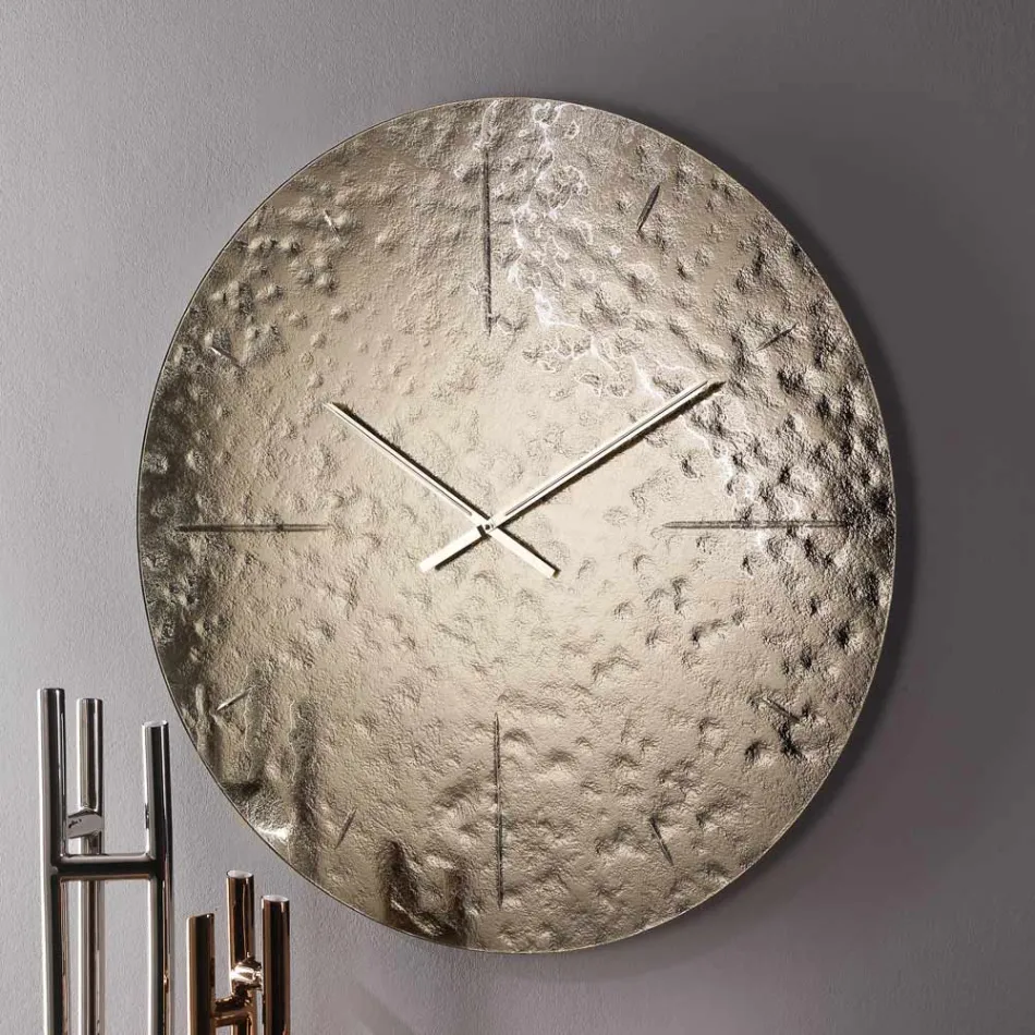 Bølget vægur i smeltet glas med messingvisere - Radia Viadurini