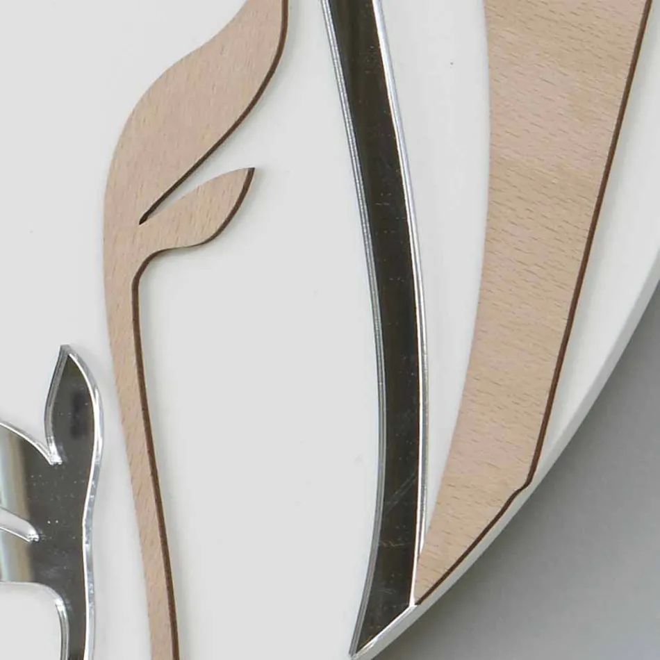 Moderne og rund vægur med dekoreret trædesign - harmoni Viadurini