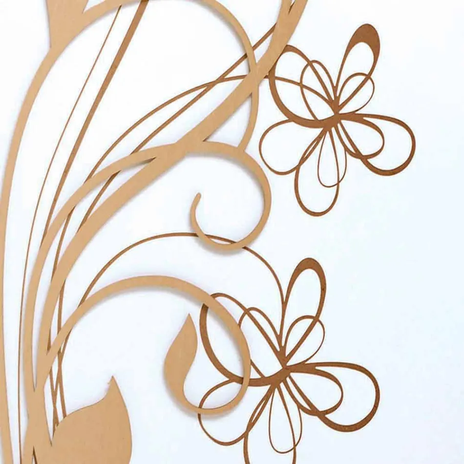 Stort firkantet vægur i hvidt træ med blomst - Florello Viadurini