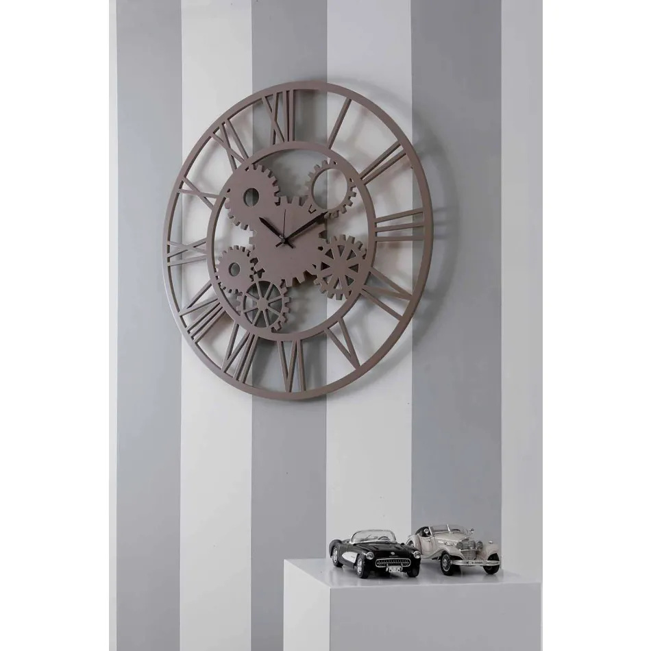 Stor og rund Lurvet farvet trævægur - mekanisme Viadurini