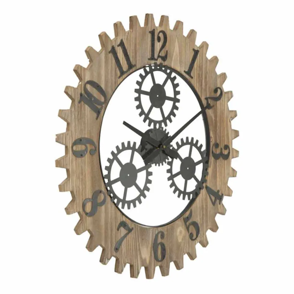 Moderne design rundt vægur i jern og MDF - Gitta Viadurini