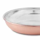 Rund gryde i fortinnet kobber i hånden med håndtag og låg 40 cm - Gianluigi Viadurini