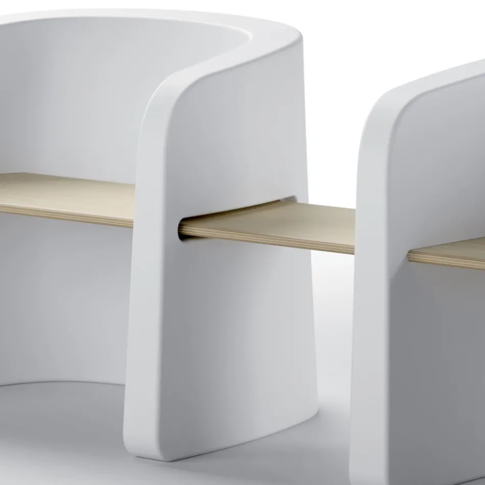 Havebænk i polyethylen og birketræ Fremstillet i Italien - Talula Viadurini