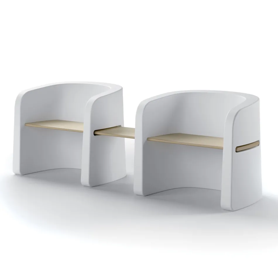 Havebænk i polyethylen og birketræ Fremstillet i Italien - Talula Viadurini